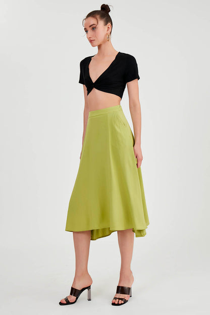 POCKETED MIDI SKIRT