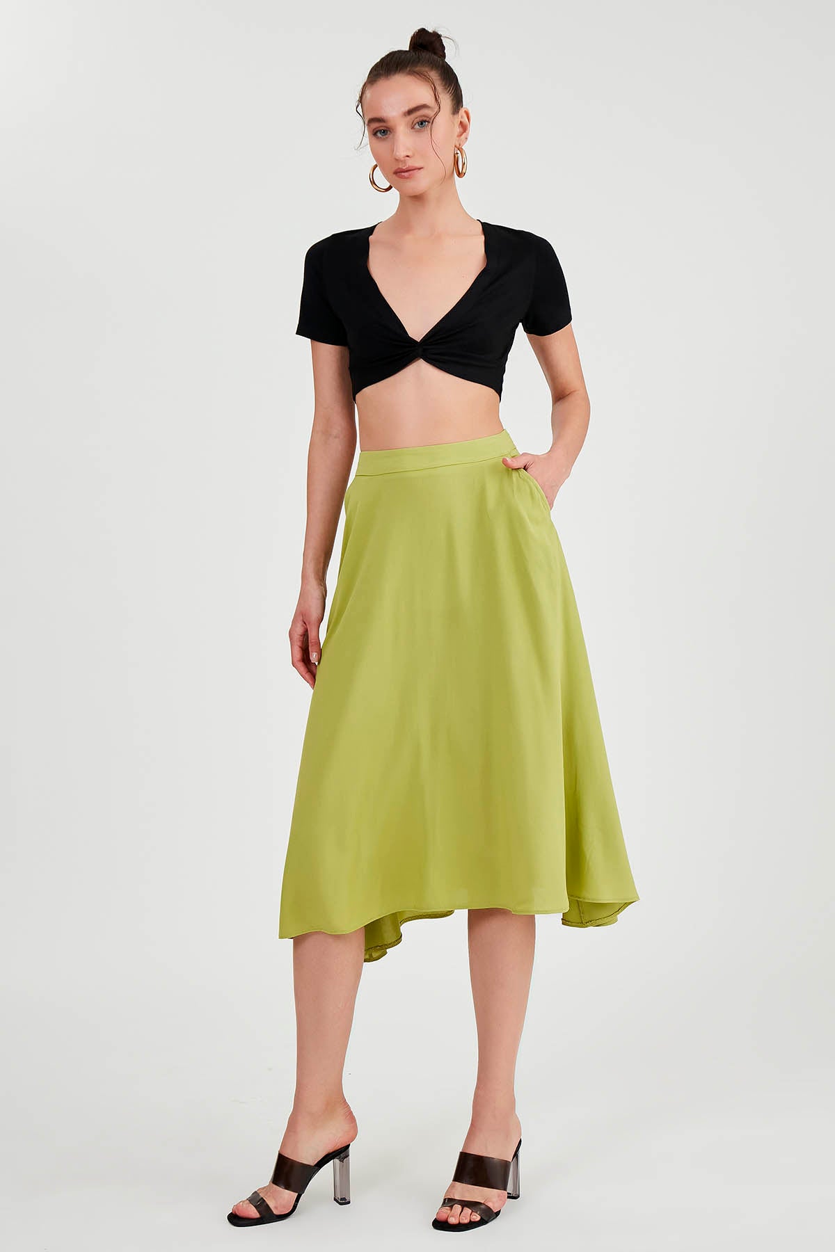 POCKETED MIDI SKIRT