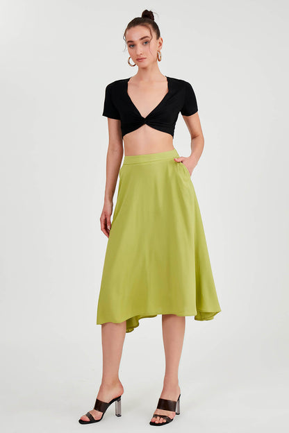 POCKETED MIDI SKIRT