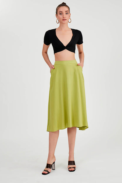 POCKETED MIDI SKIRT