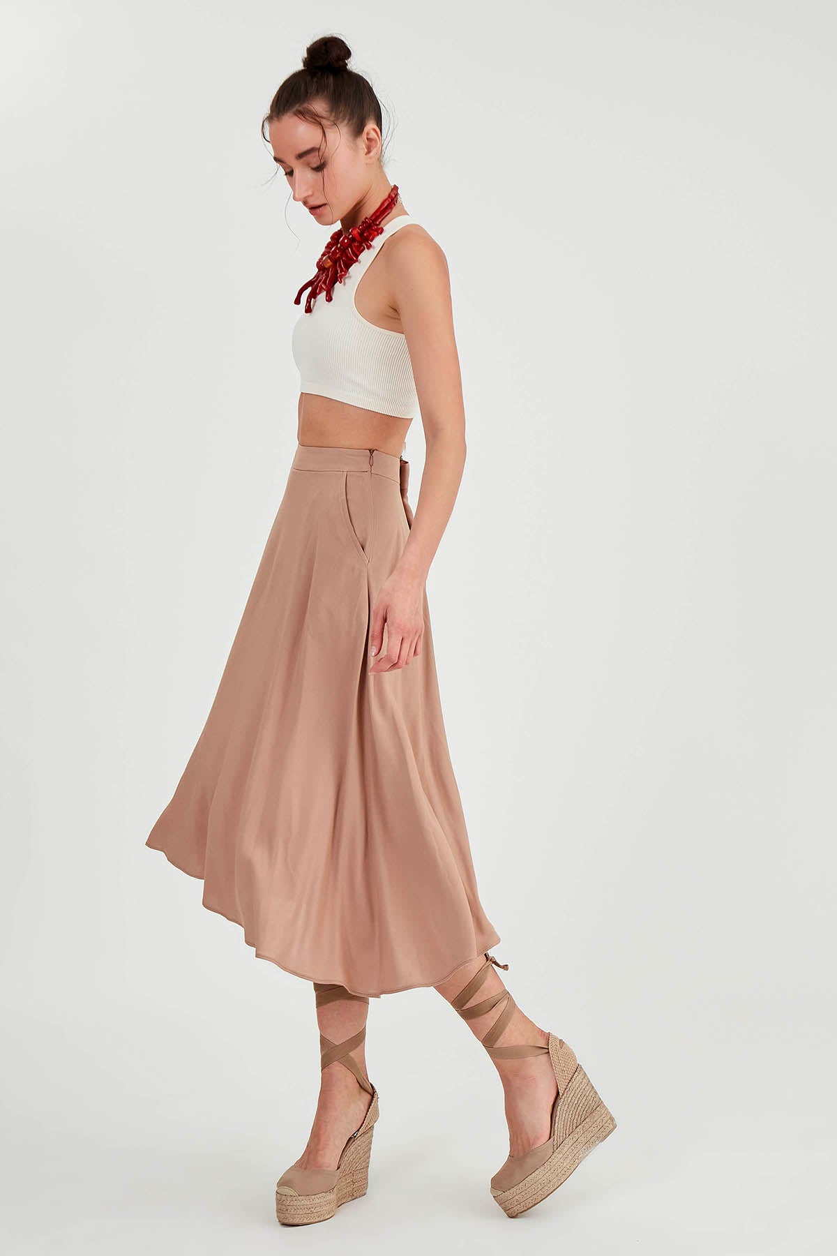 POCKETED MIDI SKIRT
