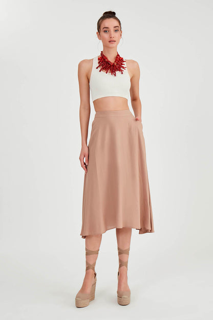 POCKETED MIDI SKIRT