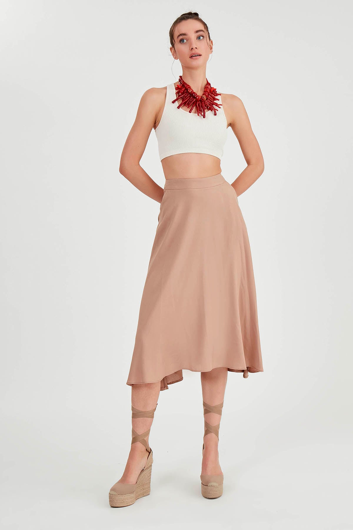 POCKETED MIDI SKIRT
