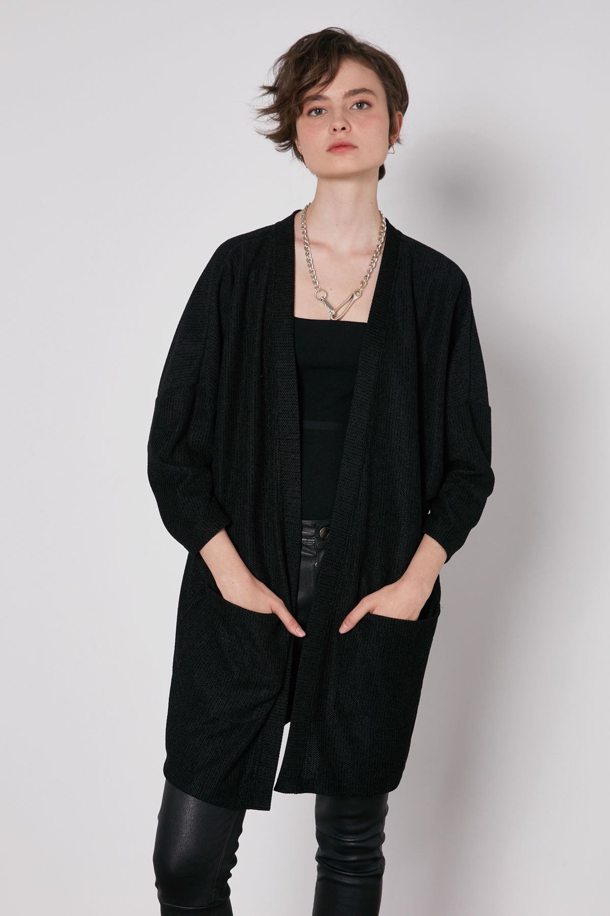 POCKETED LOOSE CARDIGAN