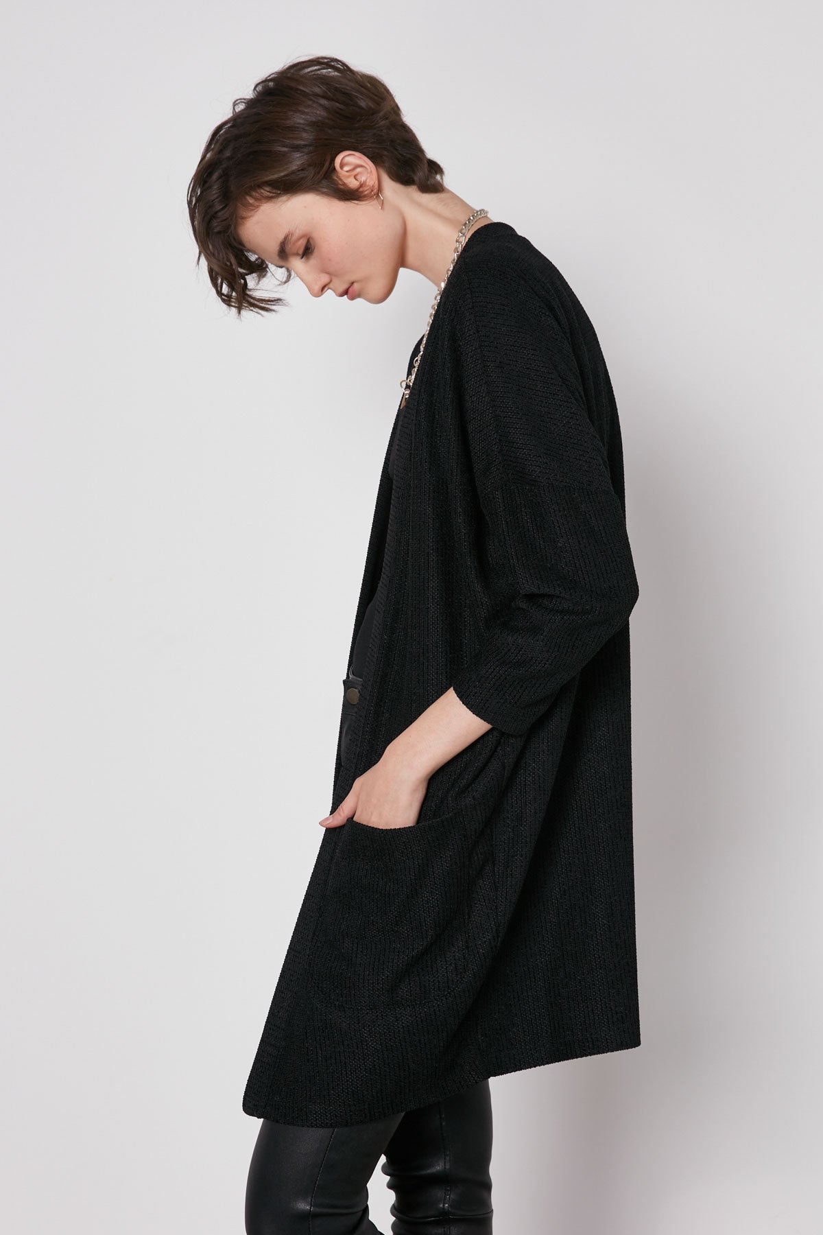 POCKETED LOOSE CARDIGAN