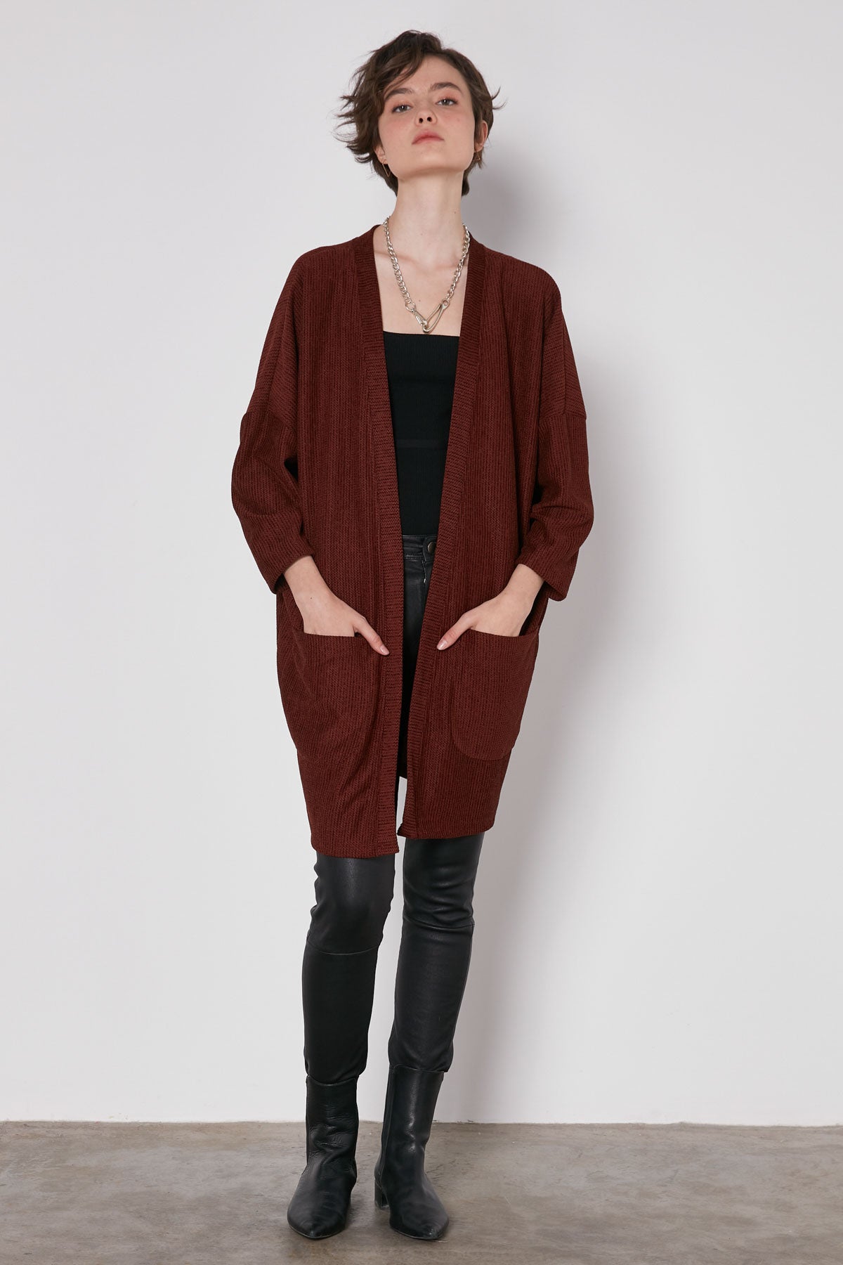 POCKETED LOOSE CARDIGAN