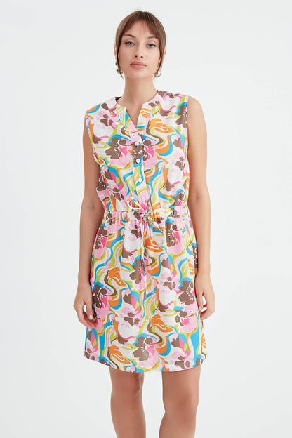 FLORAL PATTERN CURVED DRESS