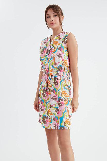 FLORAL PATTERN CURVED DRESS
