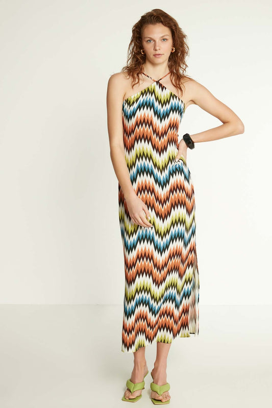 LONG DRESS WITH SMART COLOR