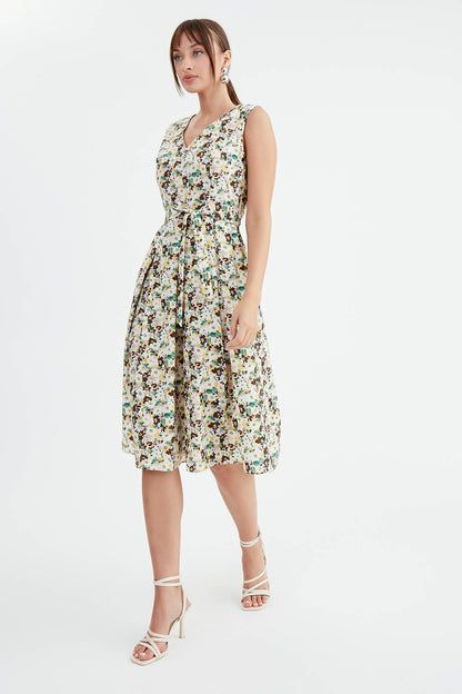 MIDI HEIGHT DRESS WITH FLOWER PATTERN