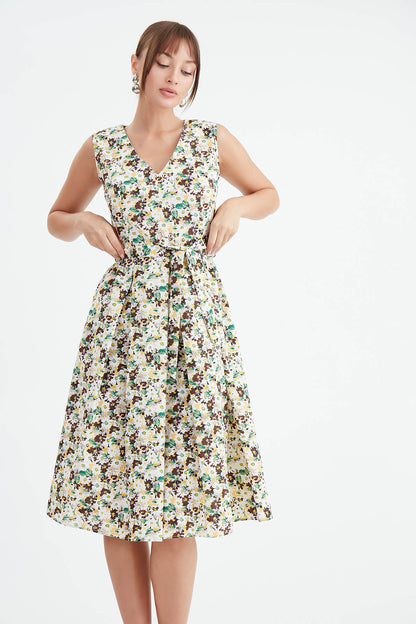 MIDI HEIGHT DRESS WITH FLOWER PATTERN