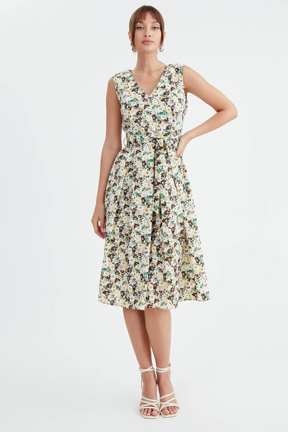 MIDI HEIGHT DRESS WITH FLOWER PATTERN