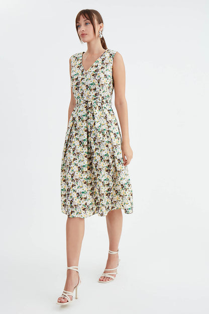 MIDI HEIGHT DRESS WITH FLOWER PATTERN