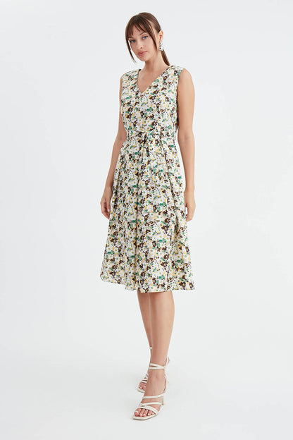 MIDI HEIGHT DRESS WITH FLOWER PATTERN