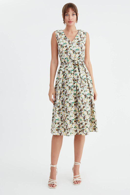 MIDI HEIGHT DRESS WITH FLOWER PATTERN