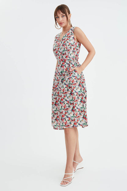 MIDI HEIGHT DRESS WITH FLOWER PATTERN