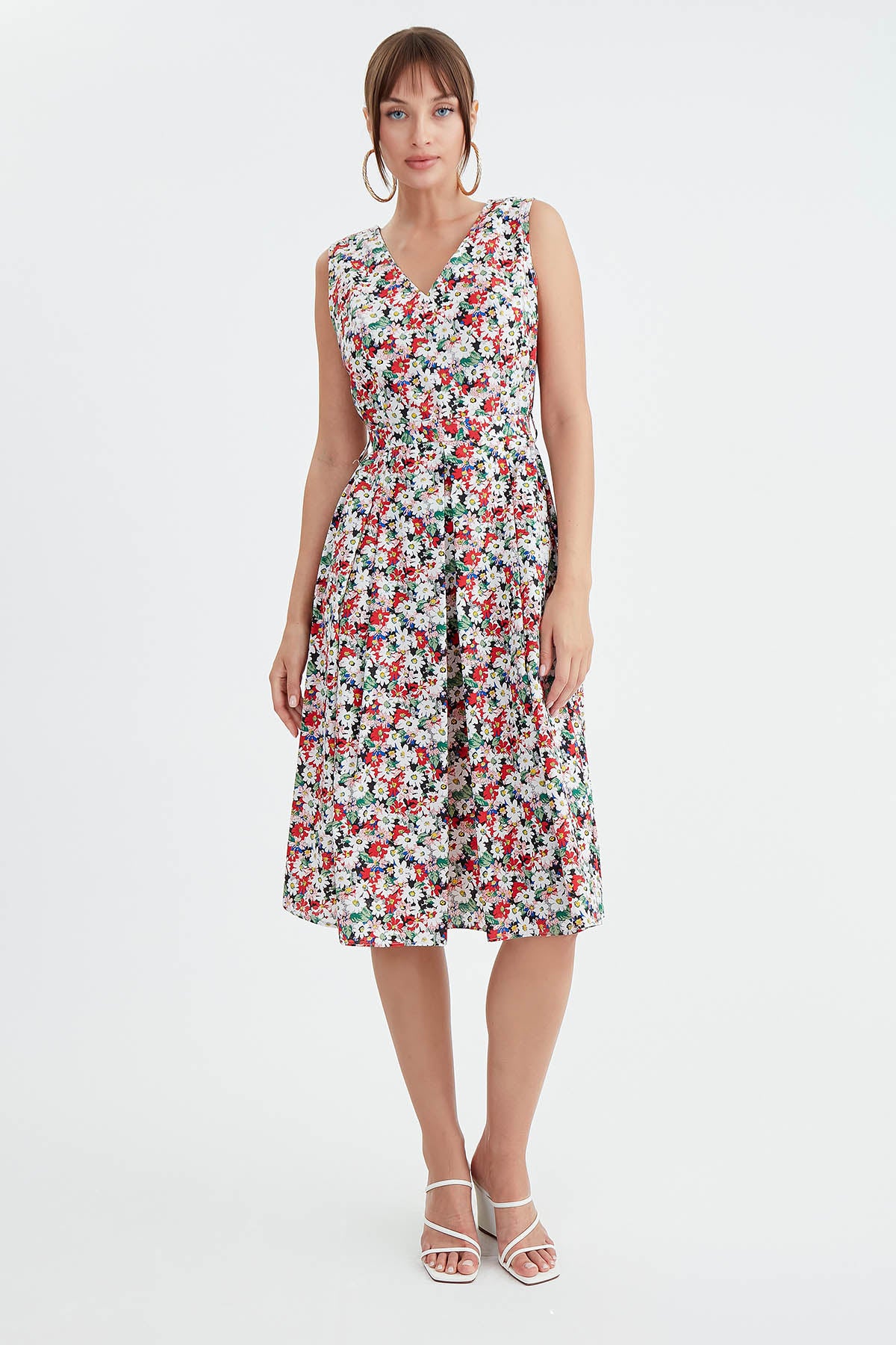 MIDI HEIGHT DRESS WITH FLOWER PATTERN