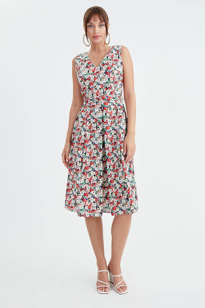 MIDI HEIGHT DRESS WITH FLOWER PATTERN