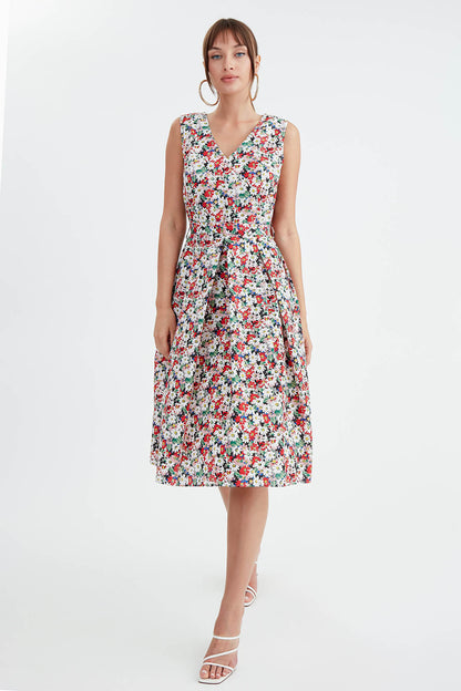 MIDI HEIGHT DRESS WITH FLOWER PATTERN