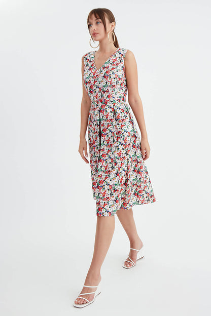 MIDI HEIGHT DRESS WITH FLOWER PATTERN