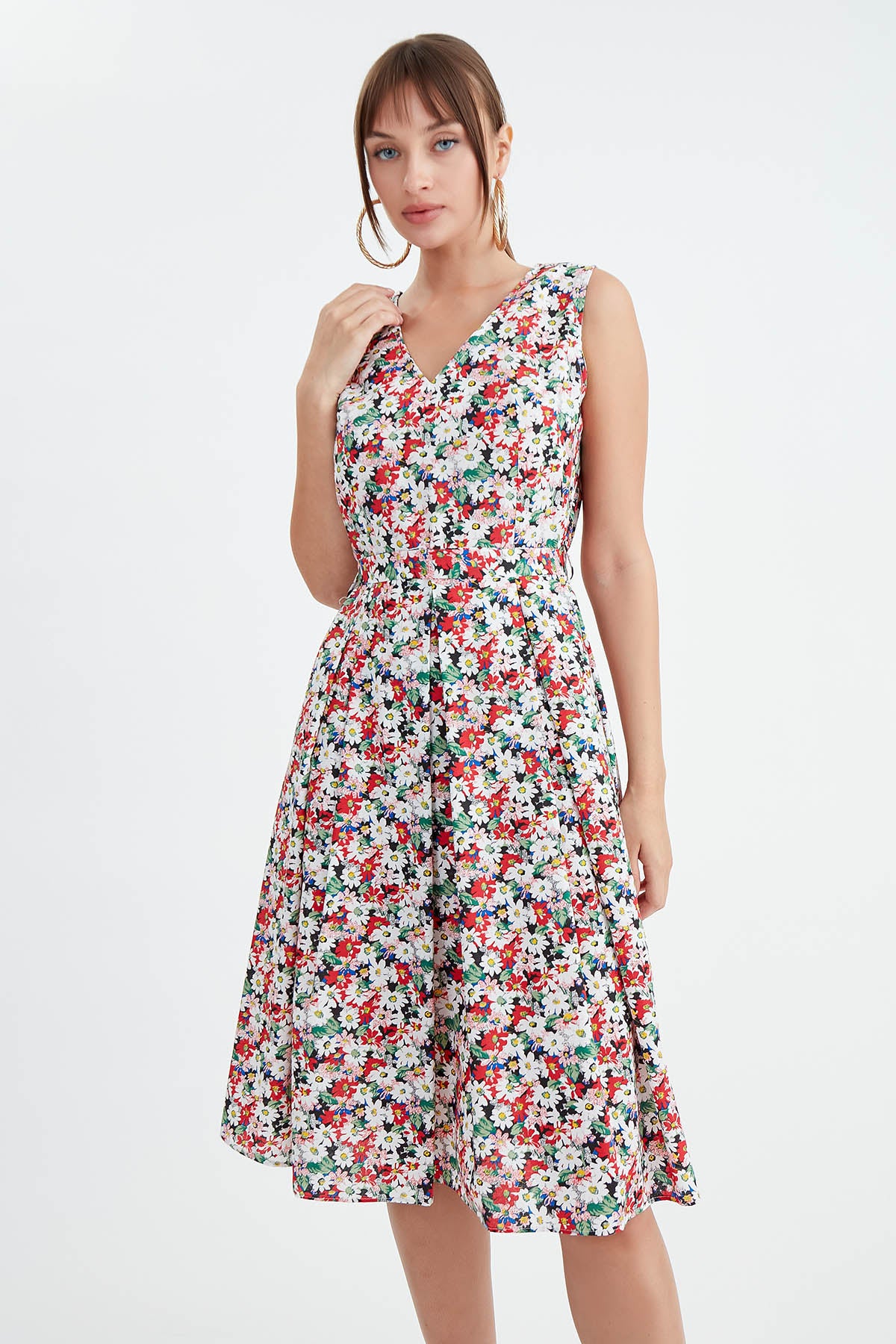 MIDI HEIGHT DRESS WITH FLOWER PATTERN