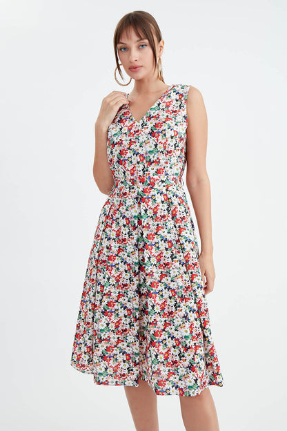 MIDI HEIGHT DRESS WITH FLOWER PATTERN