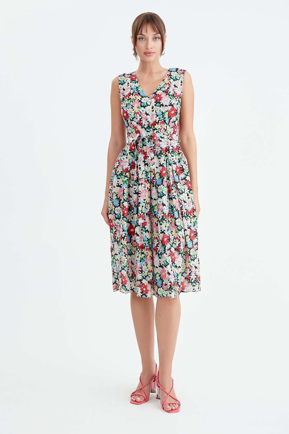 MIDI HEIGHT DRESS WITH FLOWER PATTERN