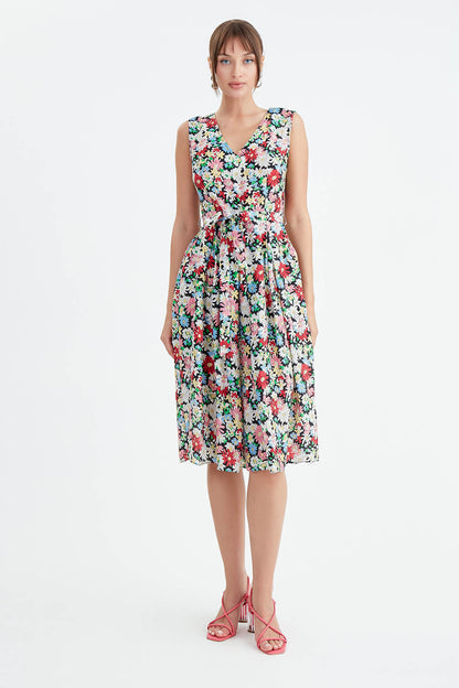 MIDI HEIGHT DRESS WITH FLOWER PATTERN