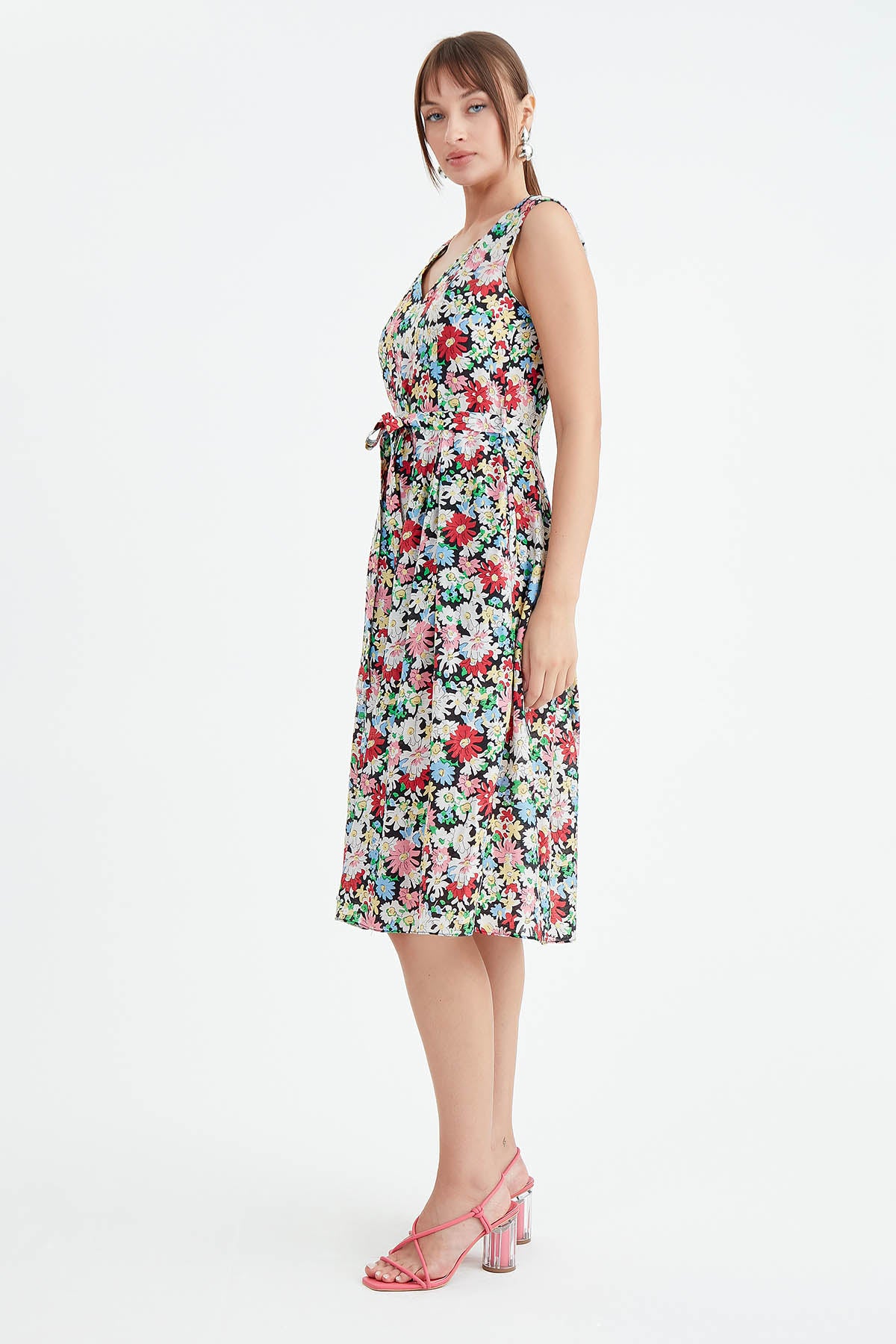 MIDI HEIGHT DRESS WITH FLOWER PATTERN