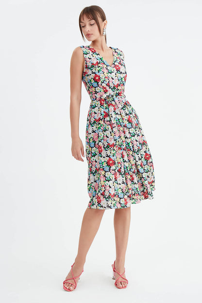 MIDI HEIGHT DRESS WITH FLOWER PATTERN