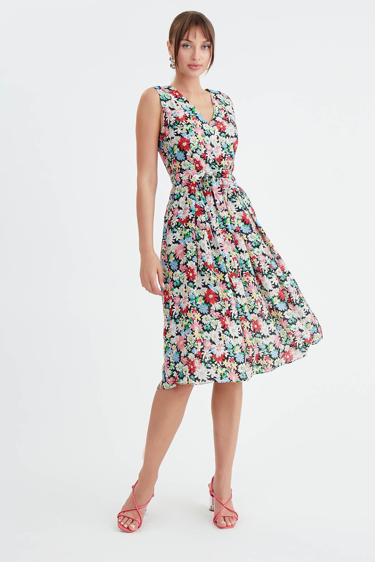 MIDI HEIGHT DRESS WITH FLOWER PATTERN