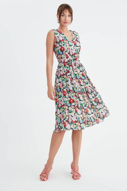 MIDI HEIGHT DRESS WITH FLOWER PATTERN