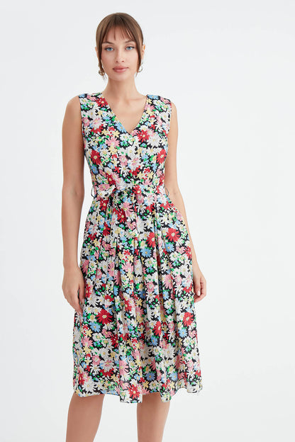 MIDI HEIGHT DRESS WITH FLOWER PATTERN