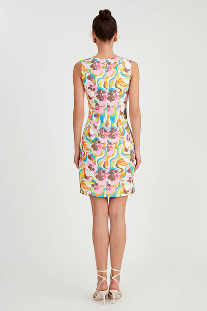 FLORAL PATTERN SLEEVELESS DRESS