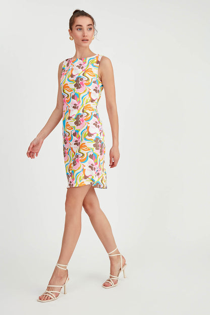 FLORAL PATTERN SLEEVELESS DRESS
