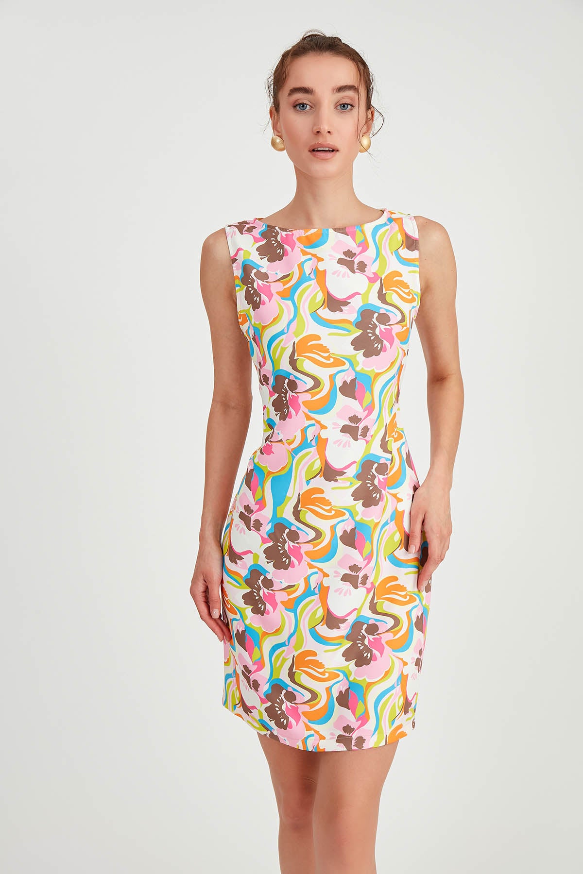 FLORAL PATTERN SLEEVELESS DRESS
