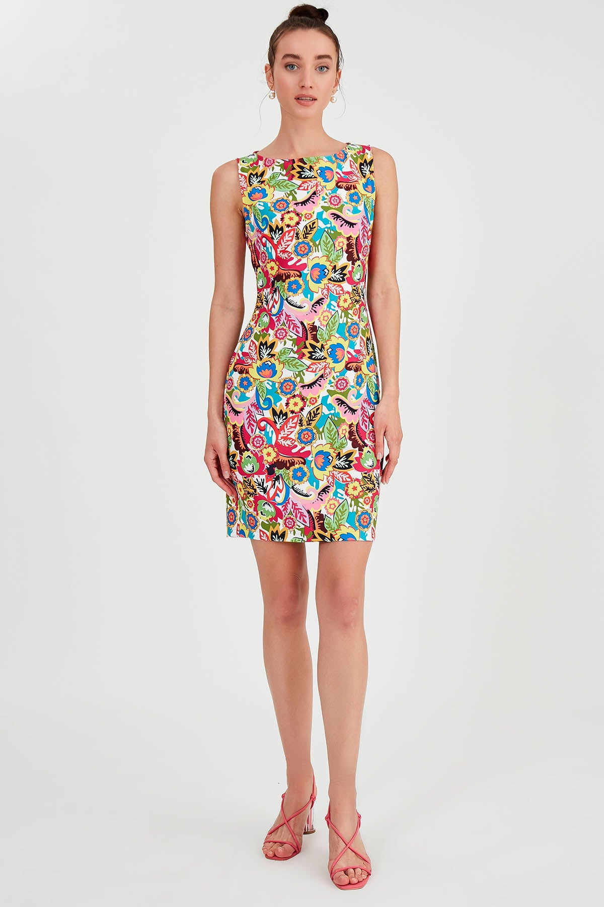 FLOWER PATTERN SLEEVELESS DRESS