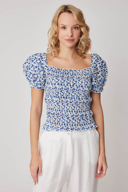 CROP BLOUSE WITH FLOWER PATTERN