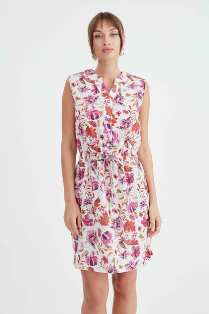 FLORAL WAIST RUCKLING DRESS