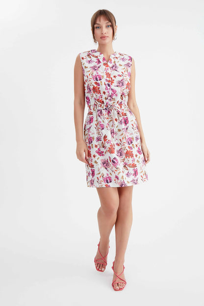 FLORAL WAIST RUCKLING DRESS