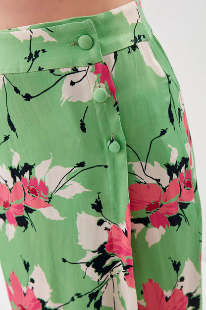 FLORAL MIDI-SIZE SATIN SKIRT