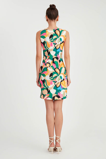 SLEEVELESS DRESS WITH FLOWERS