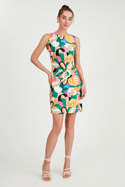 SLEEVELESS DRESS WITH FLOWERS