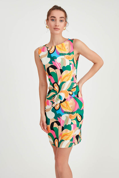 SLEEVELESS DRESS WITH FLOWERS