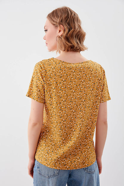 FLORAL V COLLAR BLOUSE