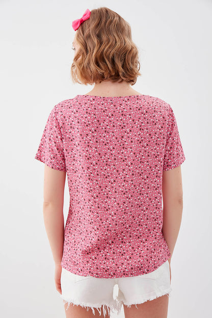 FLORAL V COLLAR BLOUSE