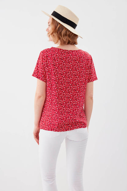 FLORAL V COLLAR BLOUSE