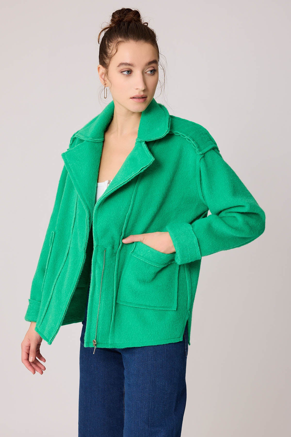 REVERSE STITCH JACKET WITH DUAL POCKET ZIPPERS