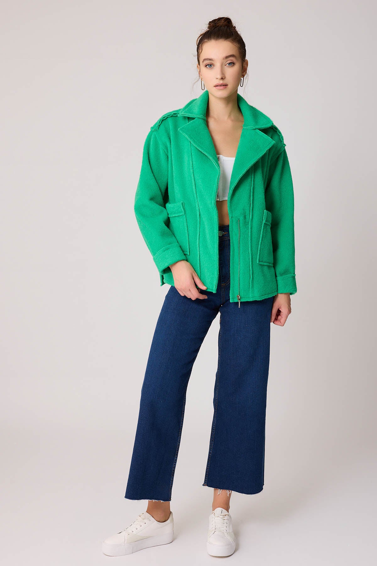 REVERSE STITCH JACKET WITH DUAL POCKET ZIPPERS