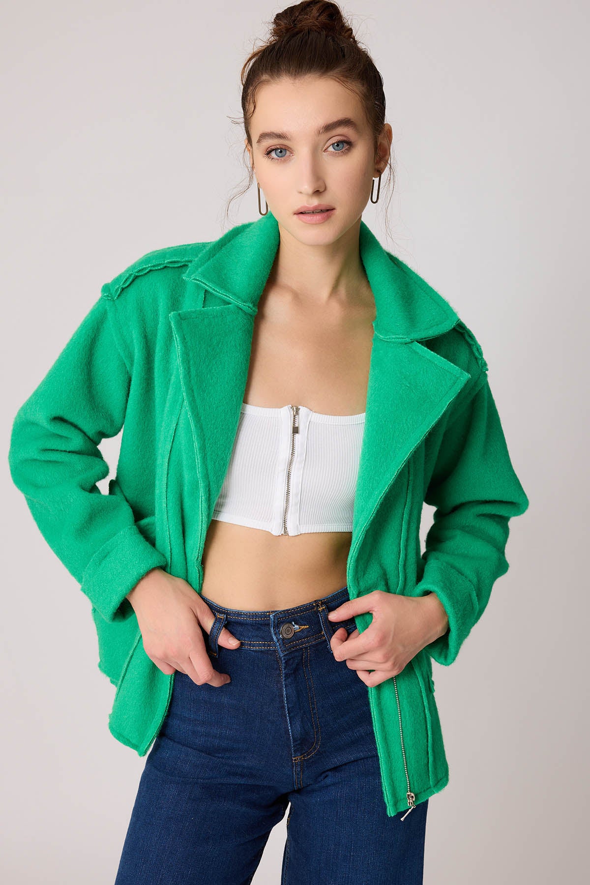 REVERSE STITCH JACKET WITH DUAL POCKET ZIPPERS